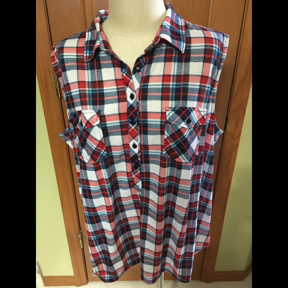 1X Rockabilly Plaid Sleeveless Top NWOT